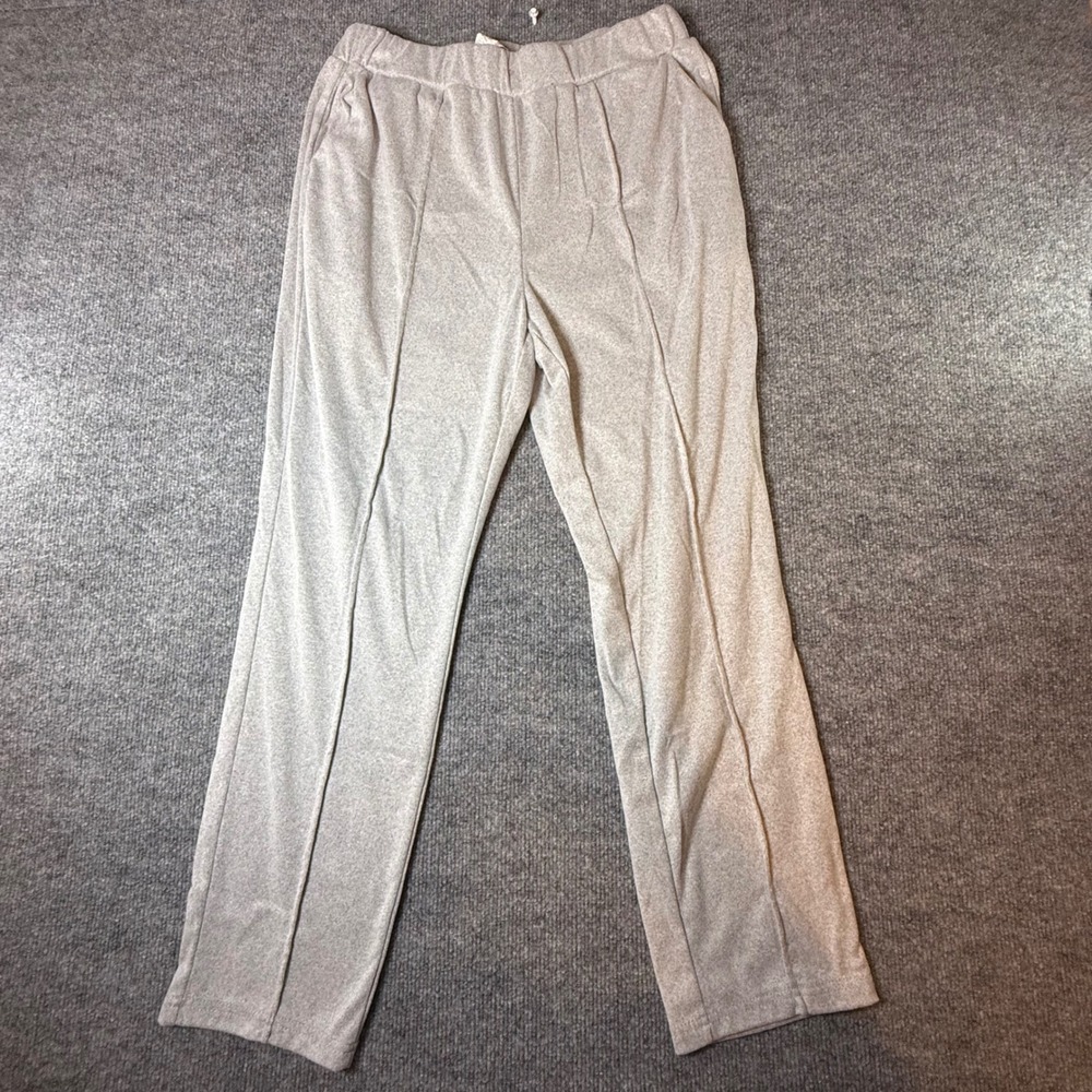 SHEIN Womens Light Gray Pintuck Straight Leg Lounge Pants Size L JIT19444502
